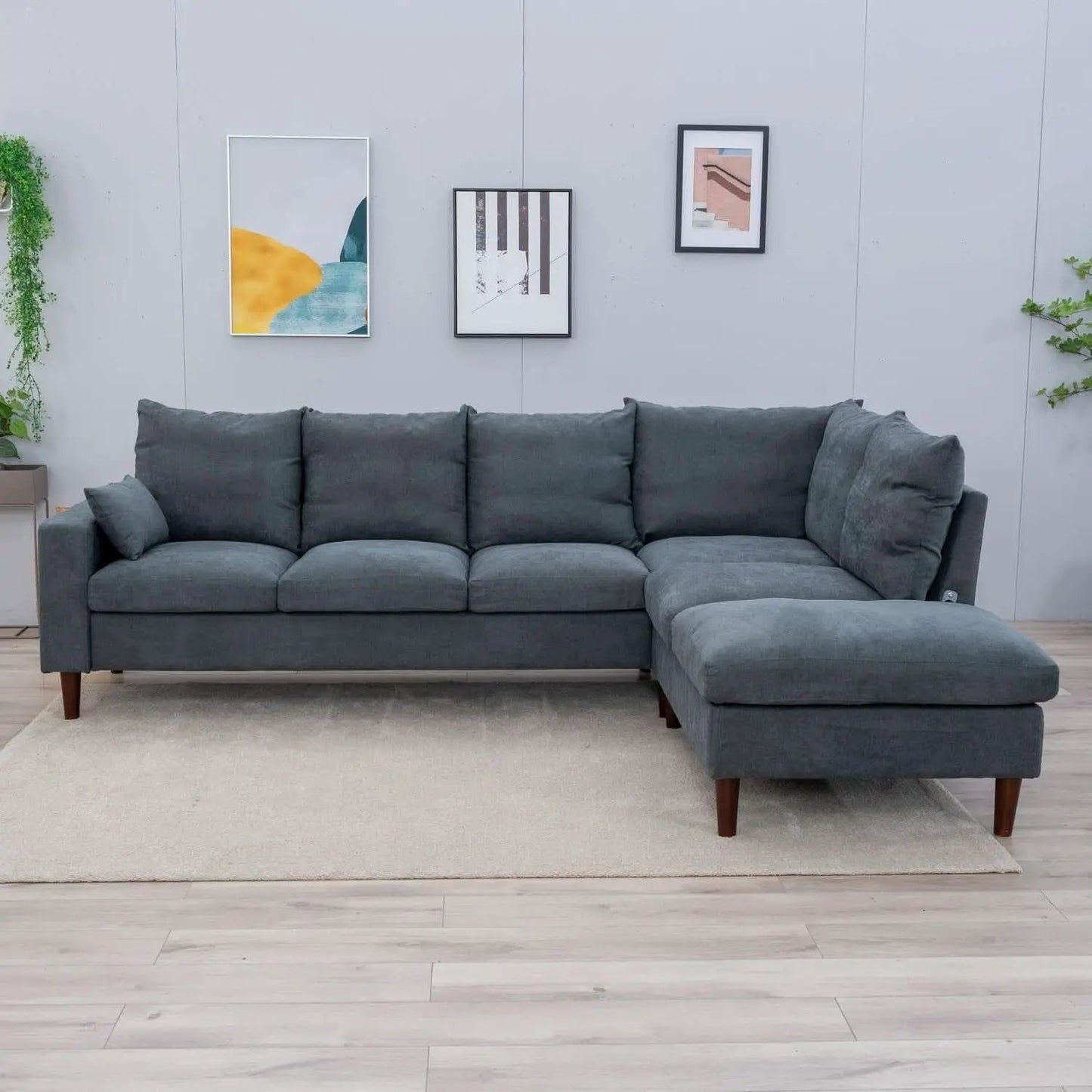 Sectional Sofa Grey Left Facing Chaise Living Room from PriceLows™