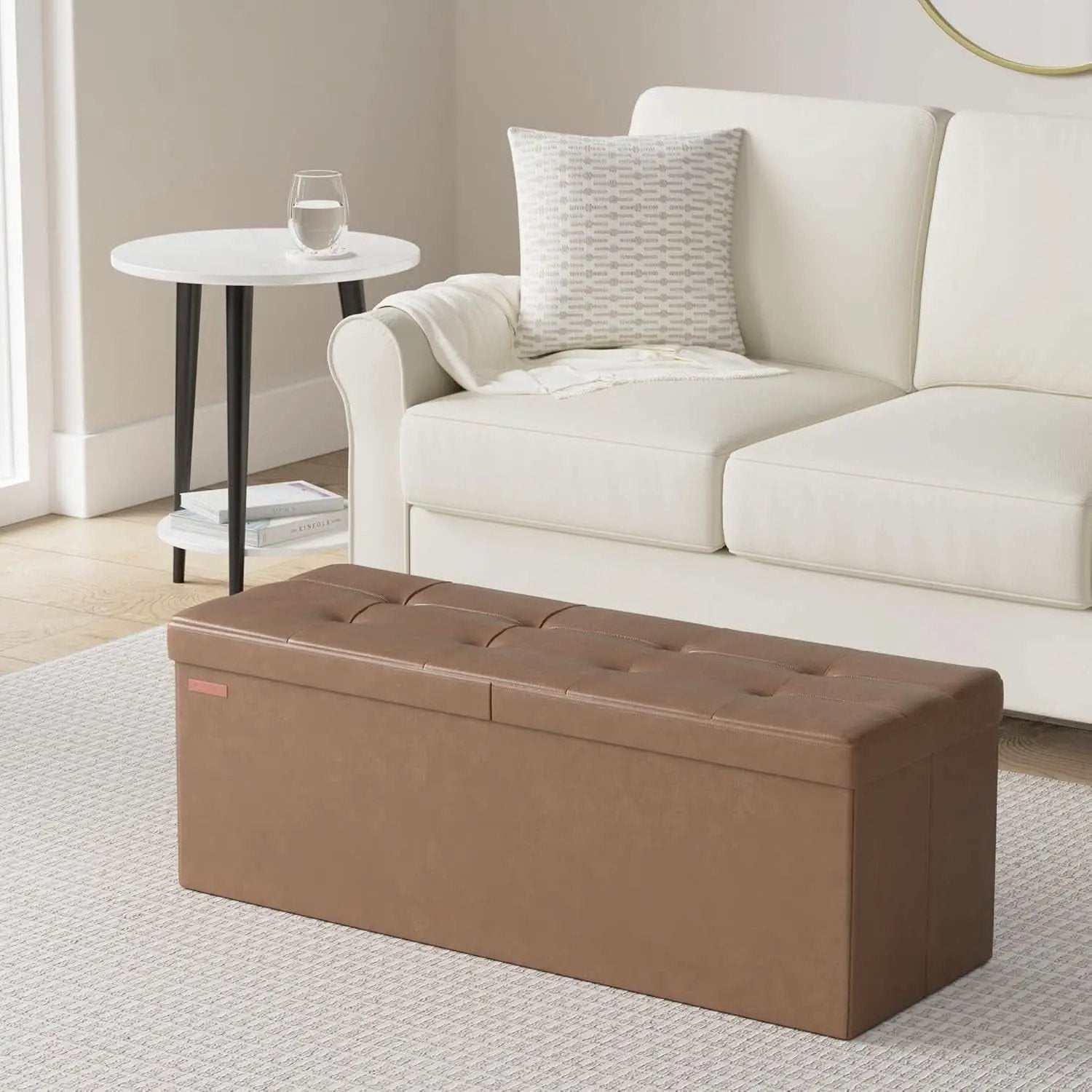 43 Inch Premium Synthetic Leather Ottoman Bench With Lid from PriceLows™