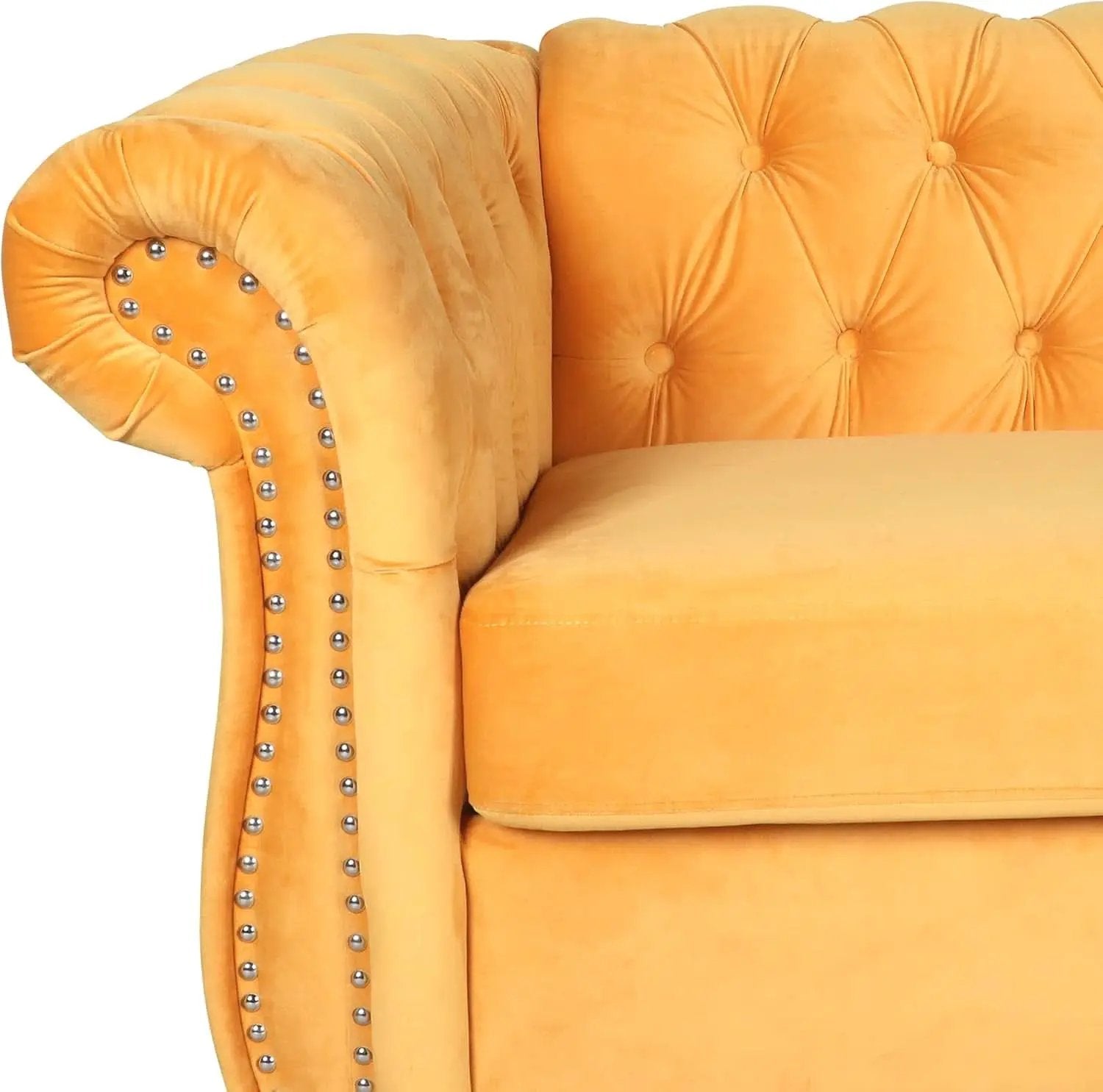 Three Piece Mango Velvet Chesterfield Sofa Set With Club Chair And Loveseat For Living Room from PriceLows™