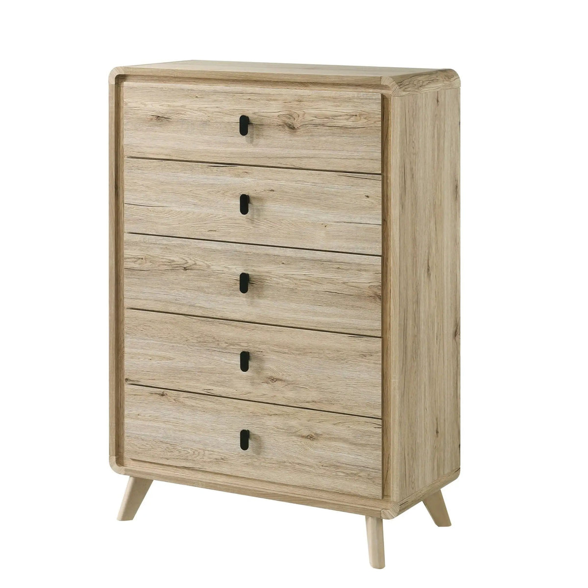Chest With 5 Drawers - | 35.43 x 15.59 x 52.36 in | Wood | Beige