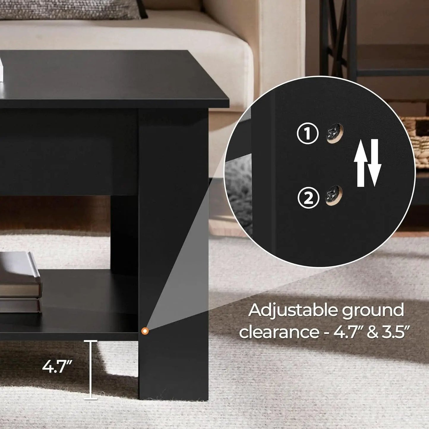 Lift Top Coffee Table With Hidden Compartment 47.5 Inch from PriceLows™