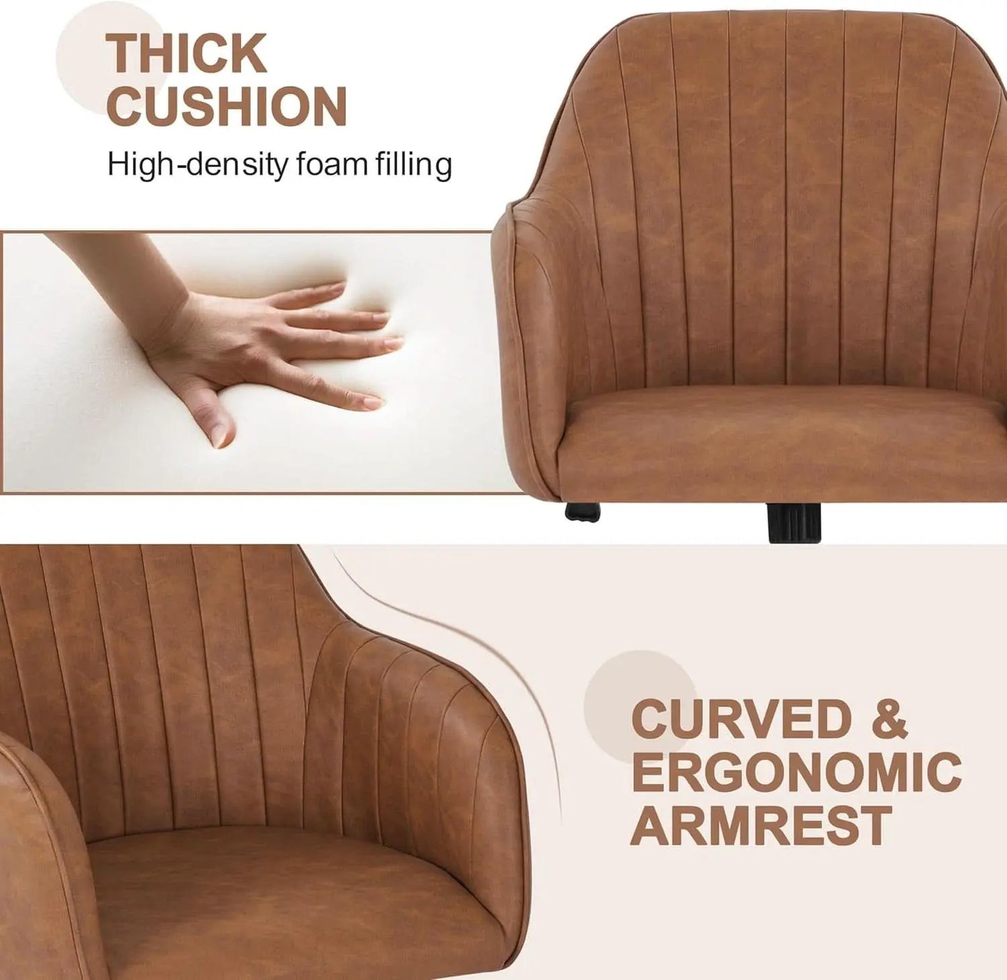 Height Adjustable Brown Ergonomic Office Desk Chair from PriceLows™
