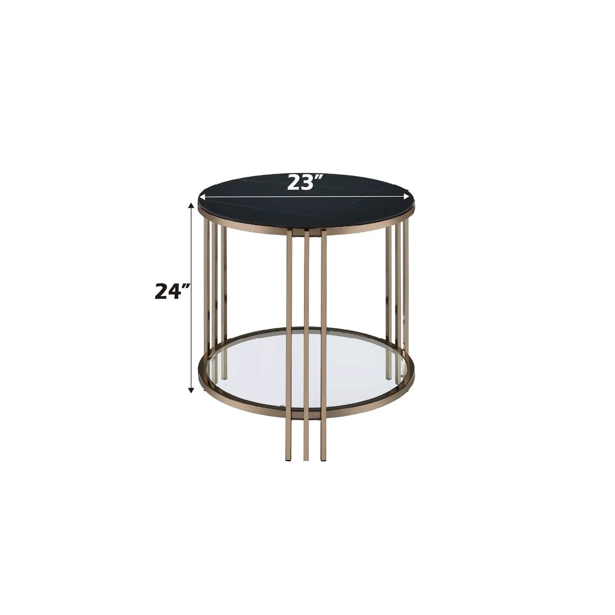 Abisha Round Coffee Table | 35 Inch Diameter | Sintered Stone Top | Champagne Metal Frame