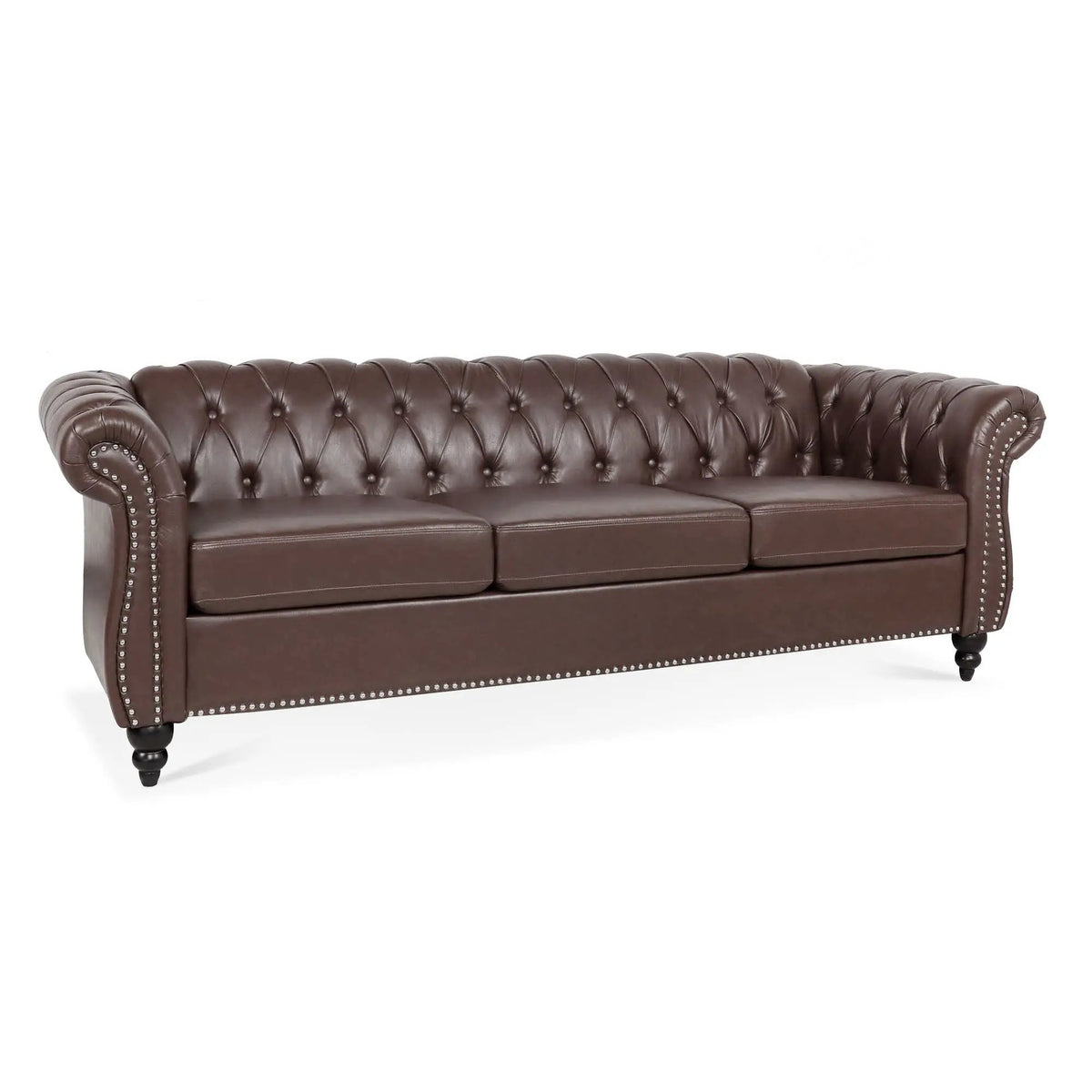 Rolled Arm Chesterfield Sofa | 3 Seater | Staggered Deep Pull Buckles | TB117 Compliant