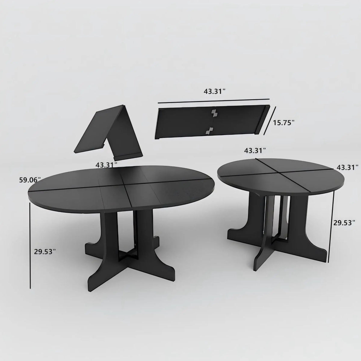 Expandable Farmhouse Dining Table | 59 Inch Width | Removable Leaf | Trestle X-Shaped Base