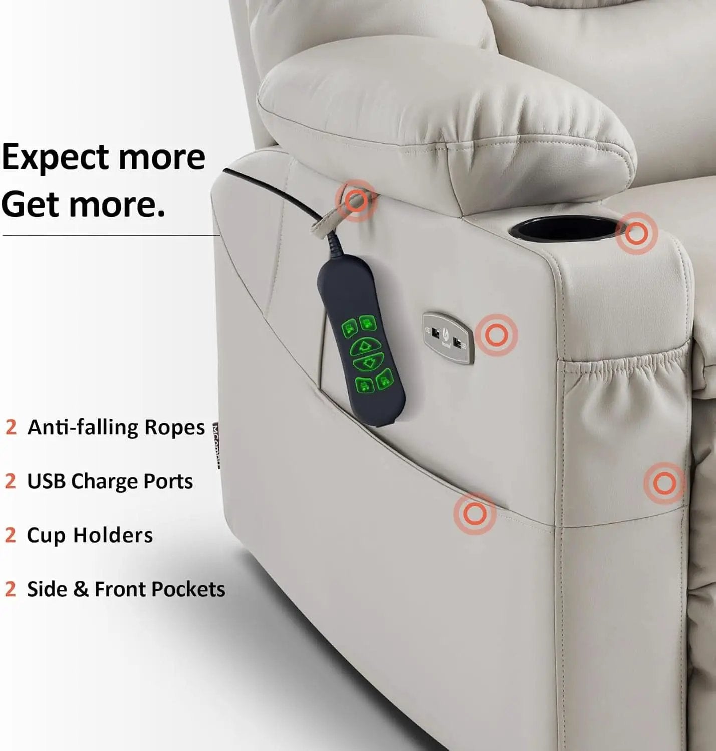 Large Dual Motor Power Lift Recliner With Massage And Heat from PriceLows™