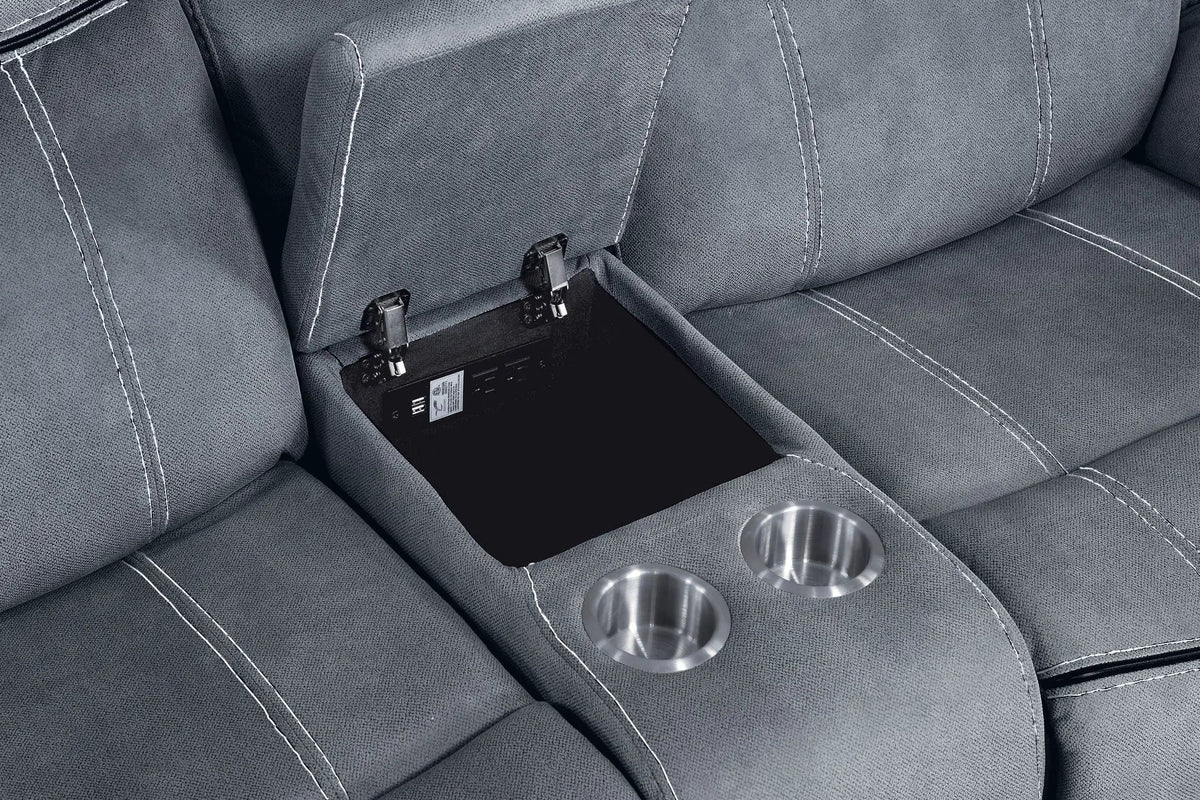 Zubaida Recliner Loveseat | Two-Tone Upholstery | USB Port Console | Glider Motion Reclining