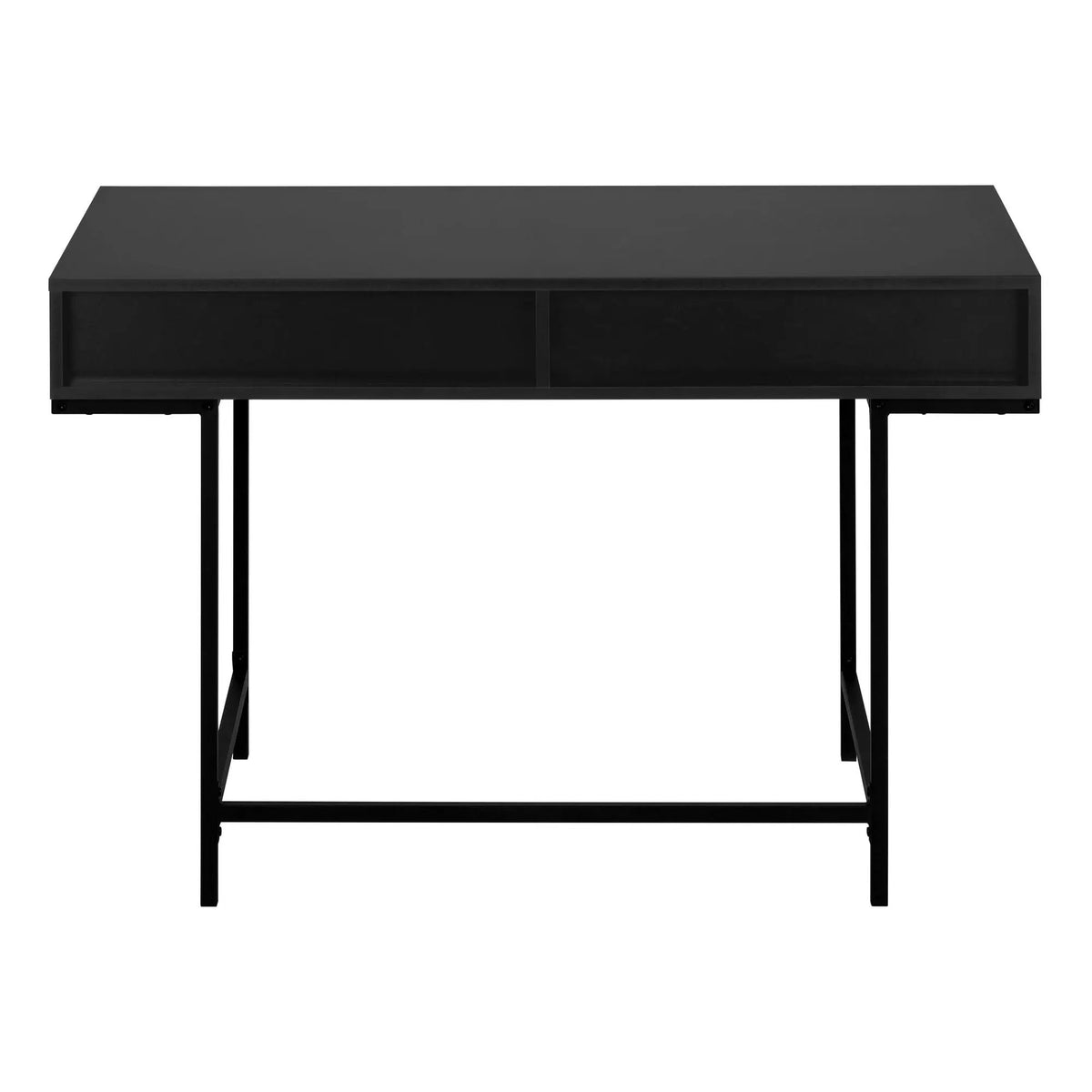 Stone-Look Computer Desk | Two Storage Drawers | Metal Base | 47.25 Inch Length