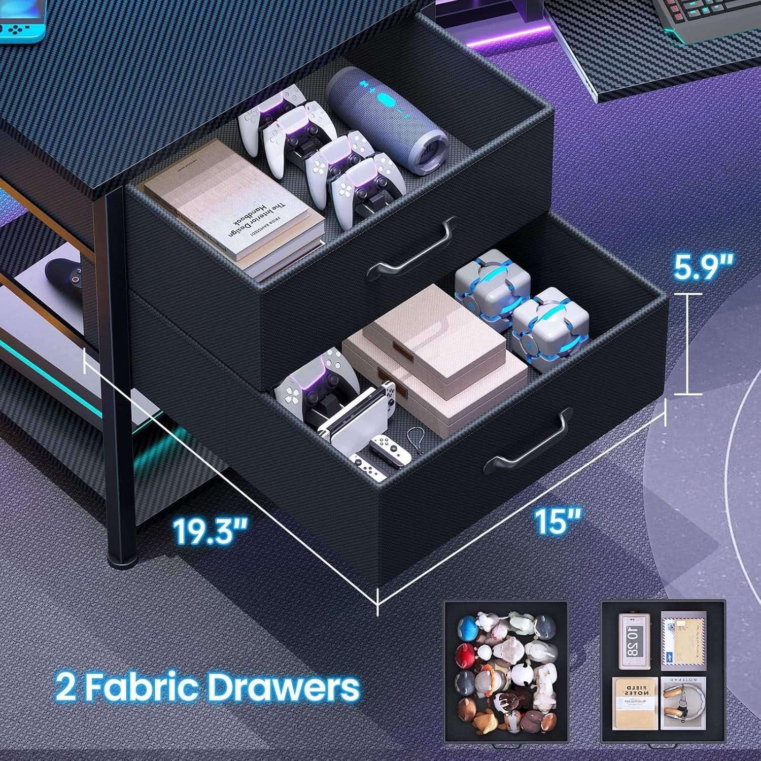79 Inch Gaming Desk With LED Lights And Storage from PriceLows™