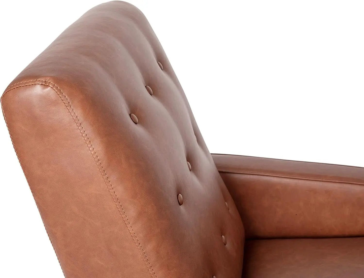 Erza Cognac Brown Leathersoft Pushback Mid Century Modern Recliner Chair from PriceLows™