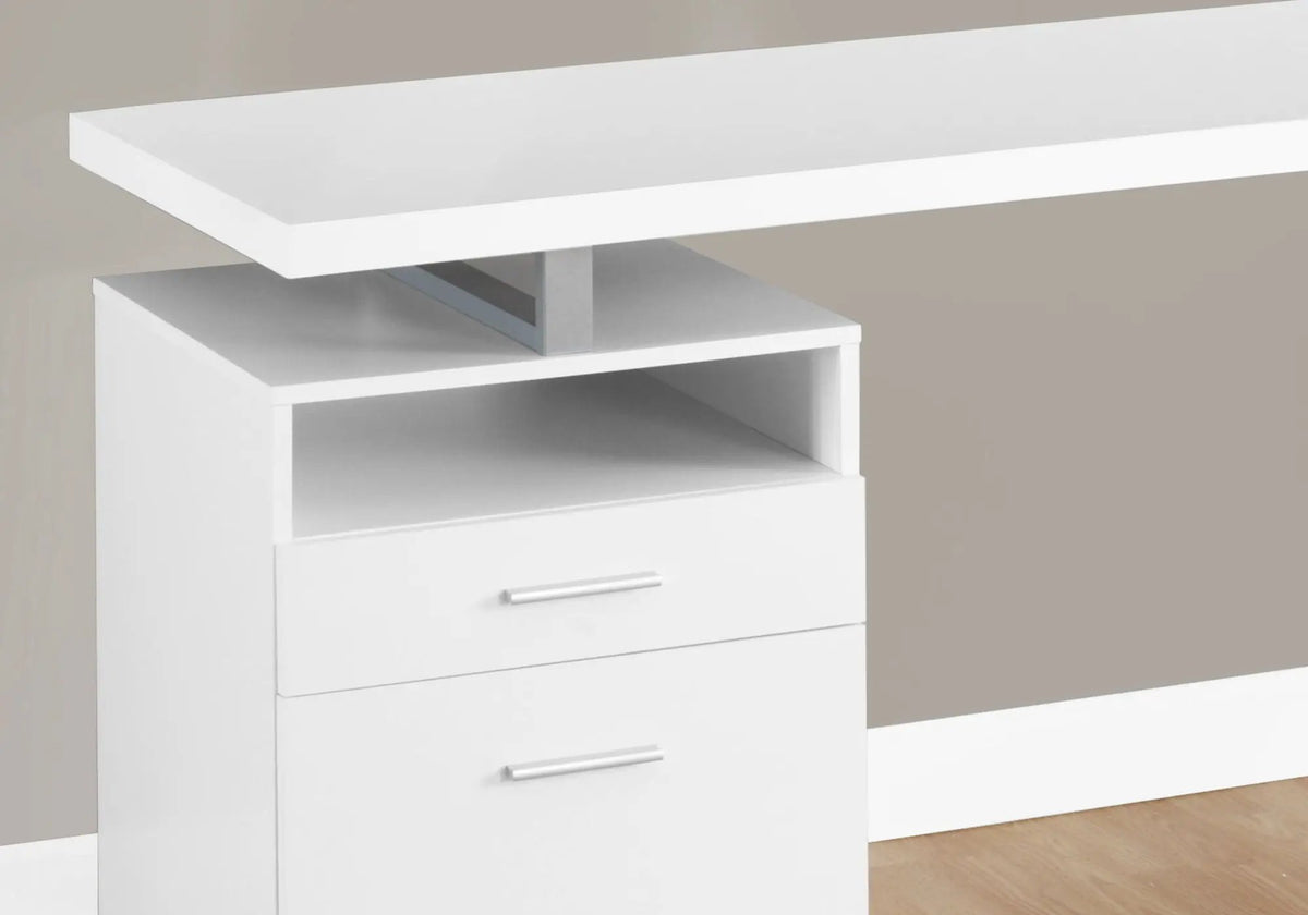 60 Inch Reversible Computer Desk | Open Cubby | Closed Storage Drawers | Left Right Set-Up