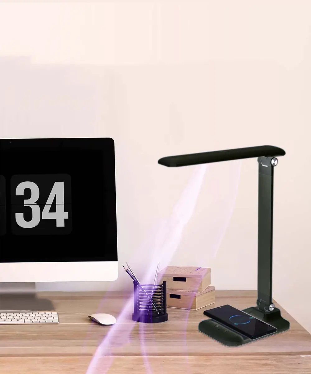 LED Desk Lamp Set | Wireless Charging | Adjustable Height | Matte Black