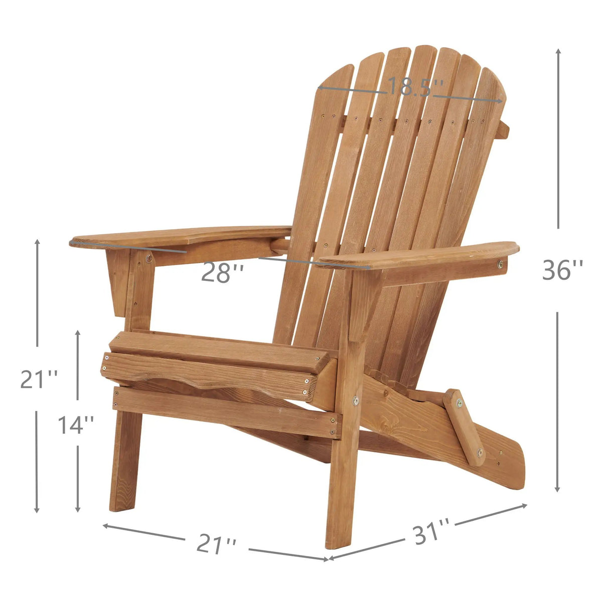 Oversize Folding Adirondack Chair | Premium Hemlock Wood | Pre-Assembled Parts | Patio And Garden