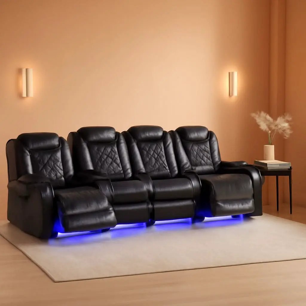 Power Recliner Set With LED Lights And Wireless Charger USB Port from PriceLows™