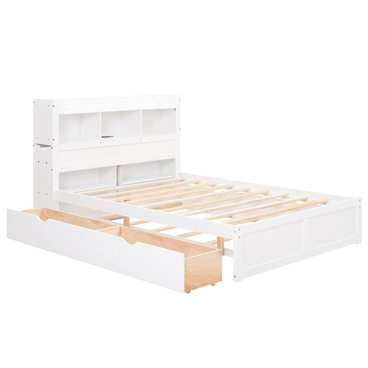 Storage Platform Bed | Solid Pine Wood | Trundle Base | 2 Drawer Storage