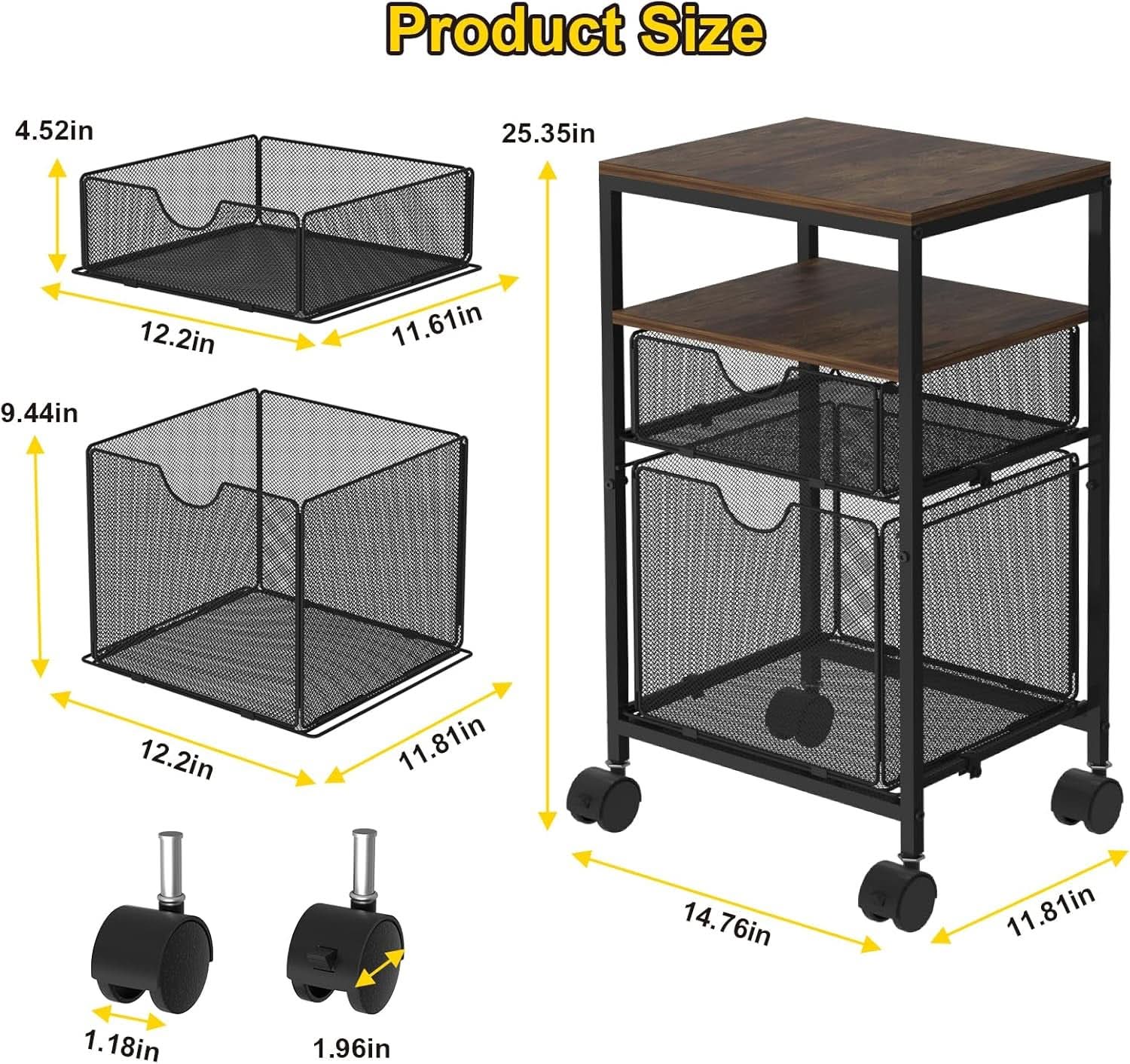 Rolling File Cart With Sliding Drawer For A4 Files from PriceLows™