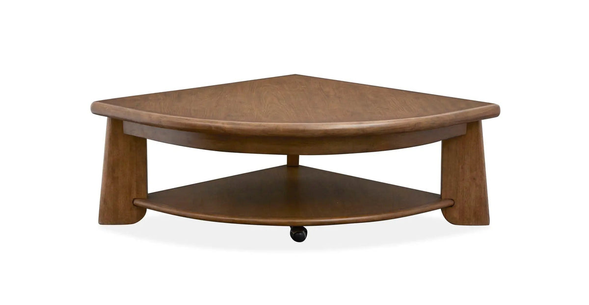 Tanner Pie Shaped Lift Top Cocktail Table With Casters | 38 x 38 x 16.5 in | Veneer & Wood | Tawny Brown