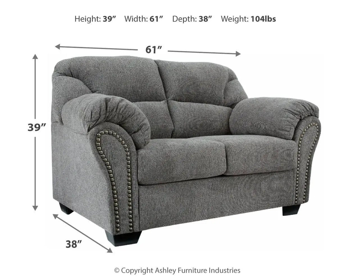 Allmaxx Loveseat | Pewter | 29 Inch Arm Height | 61 Inch Length