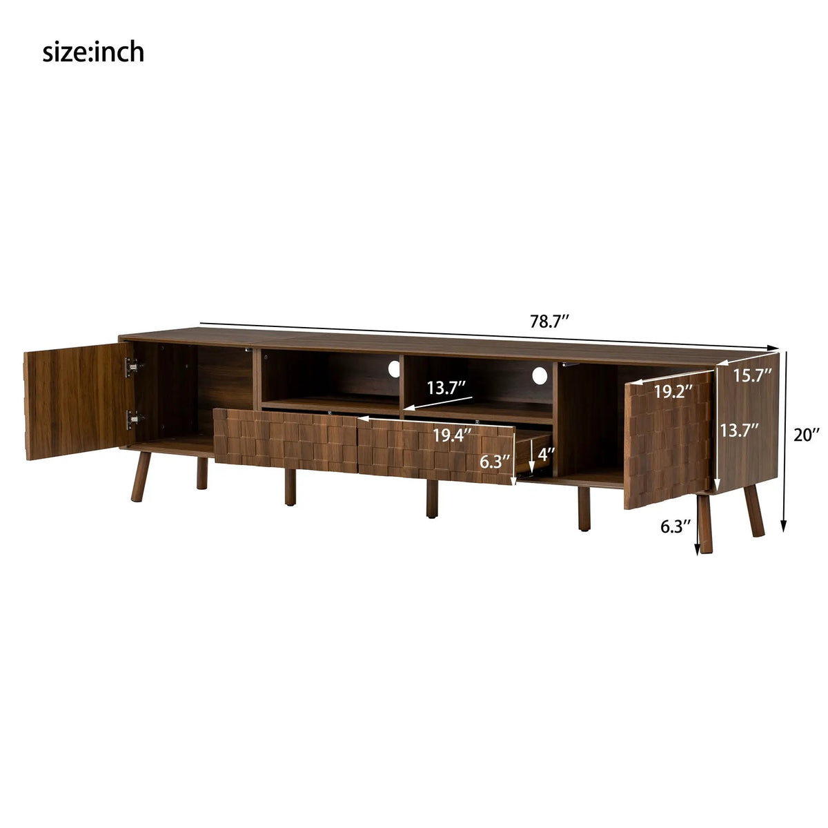 TV Stand | Solid Wood Frame | Cable Management | Walnut