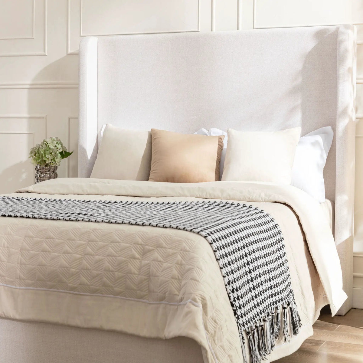 Harper Tall Headboard Upholstered Bed | Elegant Simplicity | No Box Spring Needed | 54 Inch Height