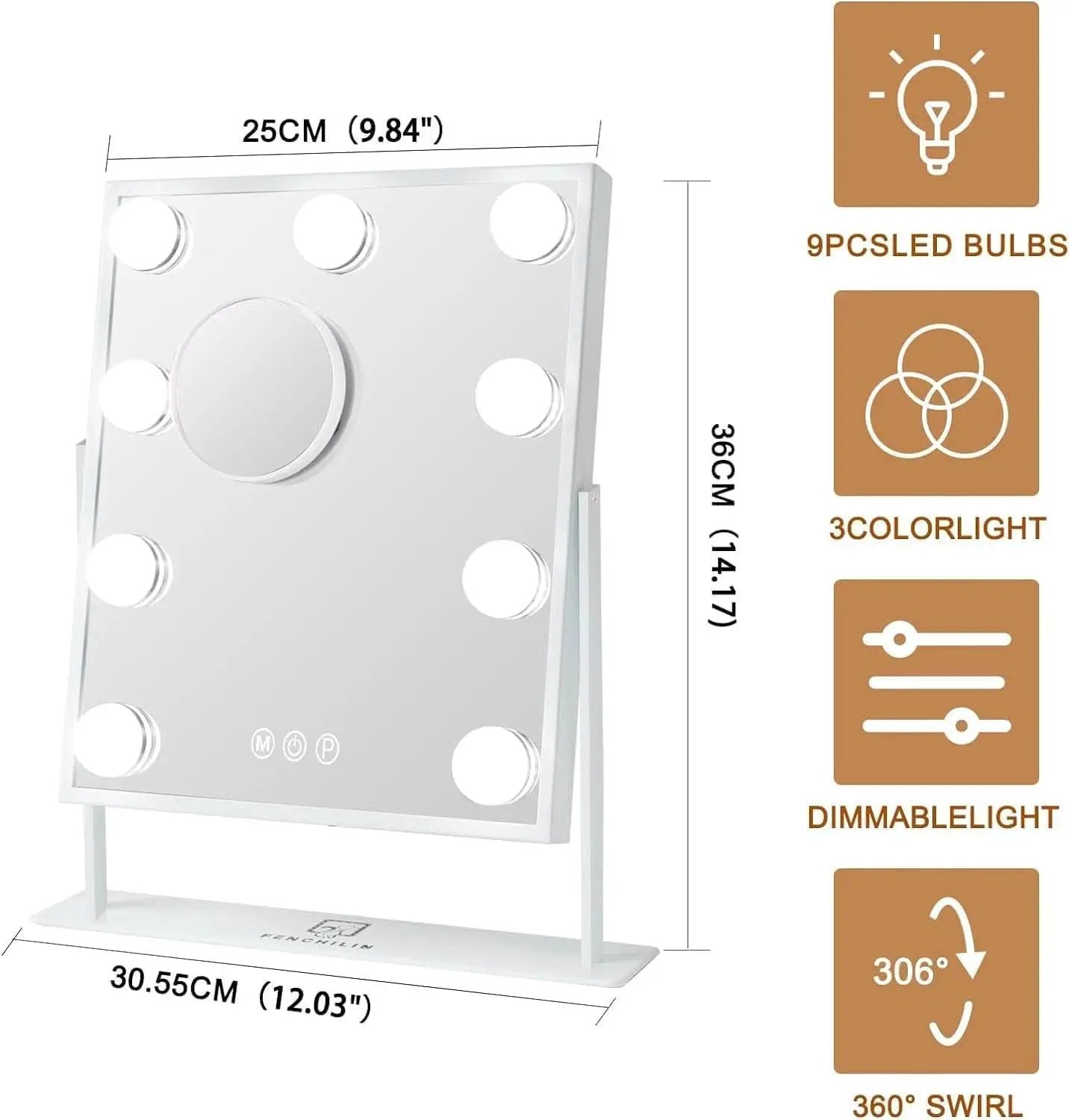 White Vanity Mirror With Light 10X Magnification LED from PriceLows™