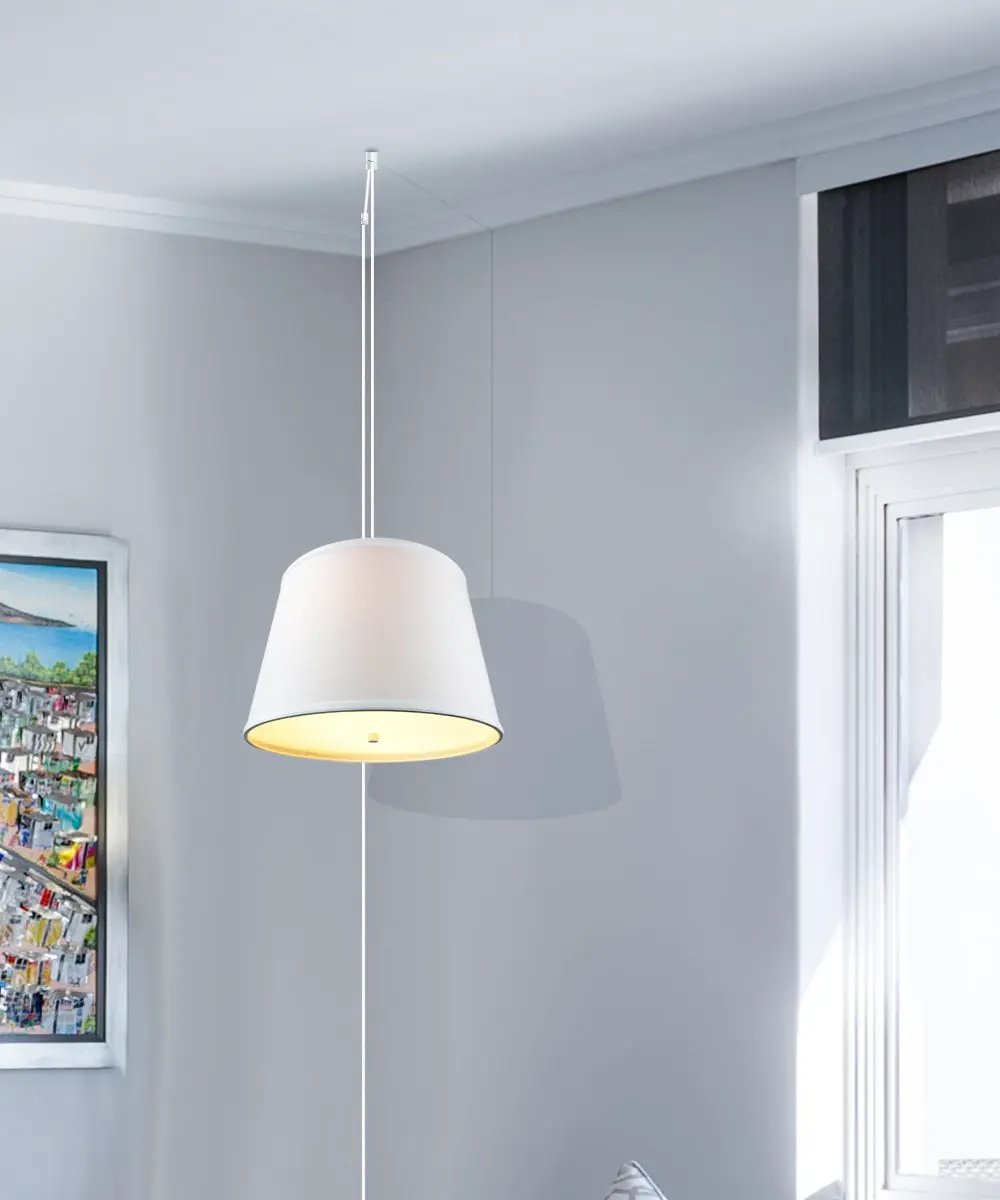 Swag Pendant | 16 Inch Wide | 2 Light | White Plug-In With Diffuser
