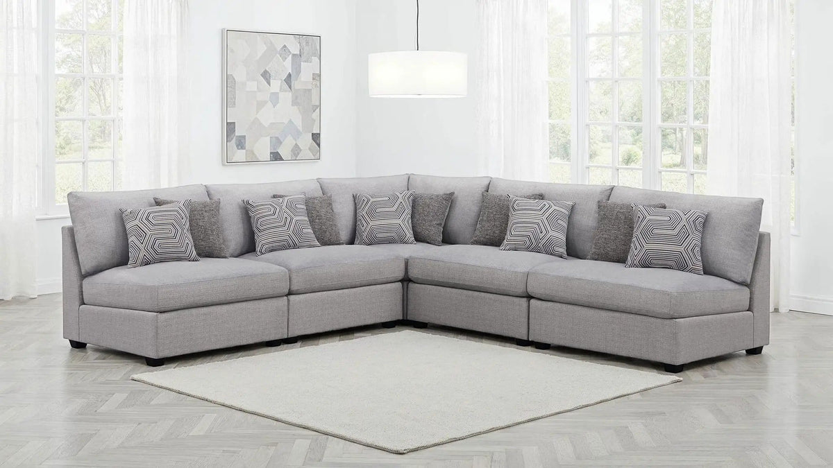 Cambria 5-piece Upholstered Modular Sectional Sofa | 5-Piece Set | Fabric | Grey