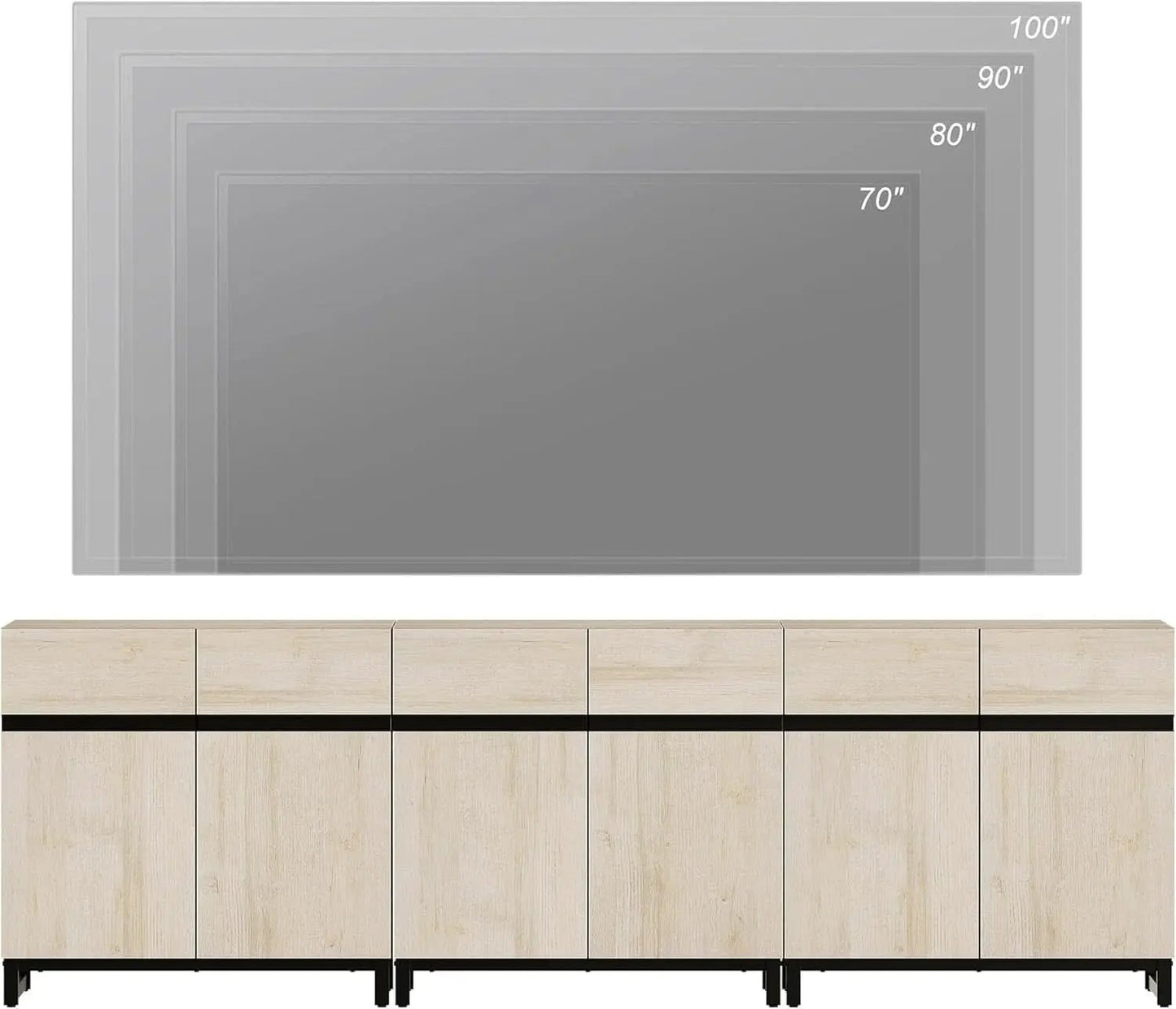 Light Oak TV Stand For 110 Inch TVs With Adjustable Shelves from PriceLows™