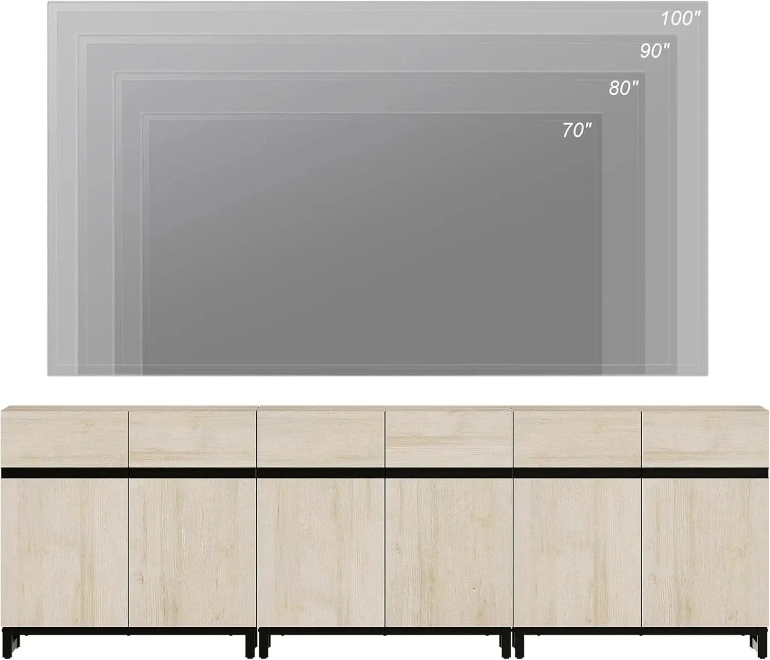 3 In 1 Multifunctional Sideboard Buffet Cabinet With Adjustable Shelves In Light Oak Finish For Living Room from PriceLows™