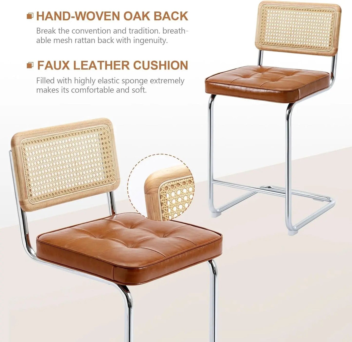 Modern Rattan Bar Stools Set of Two for Kitchens from PriceLows™