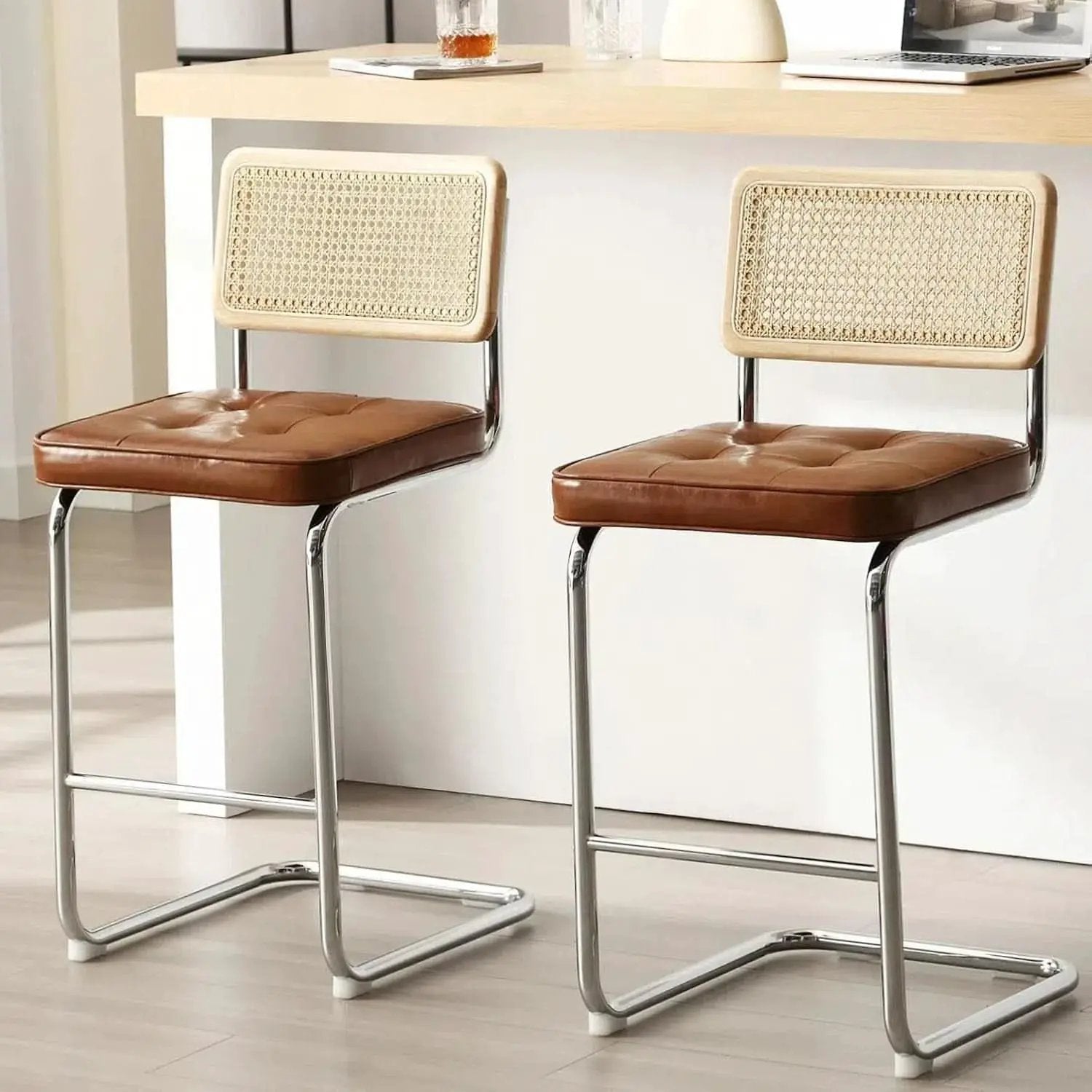 Modern Rattan Bar Stools Set of Two for Kitchens from PriceLows™