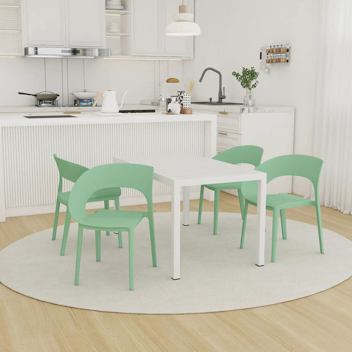 4 Piece Set Of Modern Designed Single Chairs With Long Table | 4-Piece Set | Metal | Outdoor Living