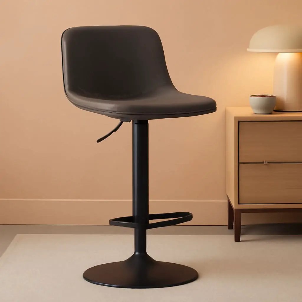 Adjustable Bar Stools Set of 2 PU Leather Back Support from PriceLows™