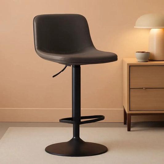 Adjustable Bar Stools Set of 2 PU Leather Back Support from PriceLows™