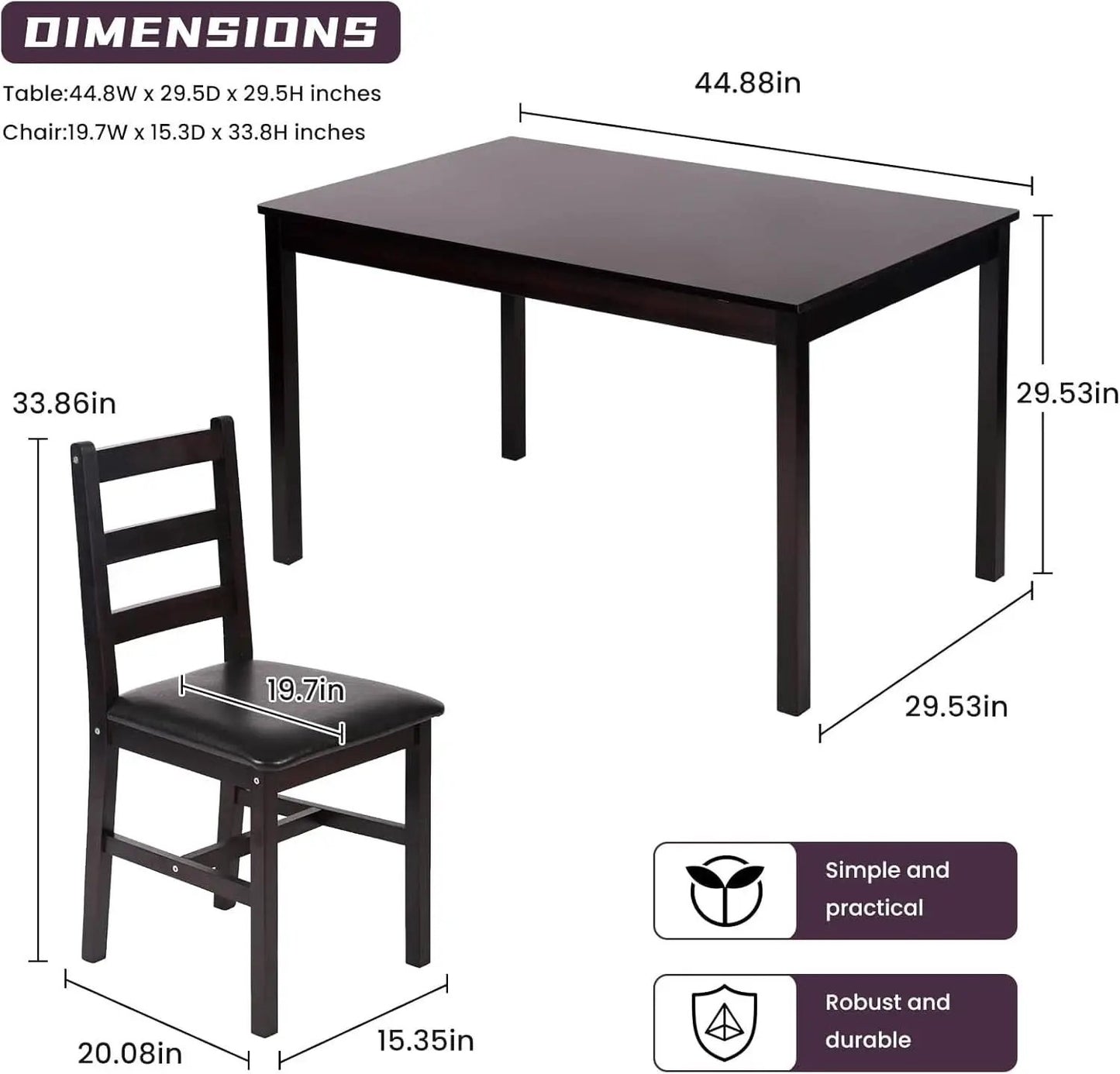 Brown Premium Five Piece Dining Table Set Apartment from PriceLows™
