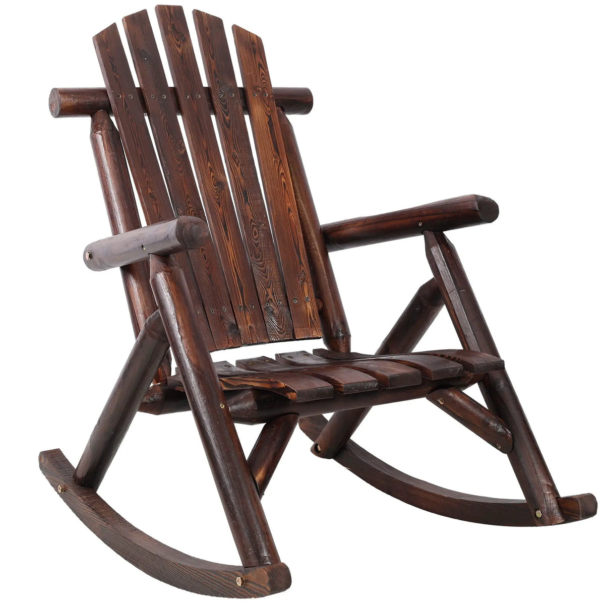 Wooden Porch Rocker | Fir Log Rocking Chair | Ergonomic Design | Indoor Outdoor Use