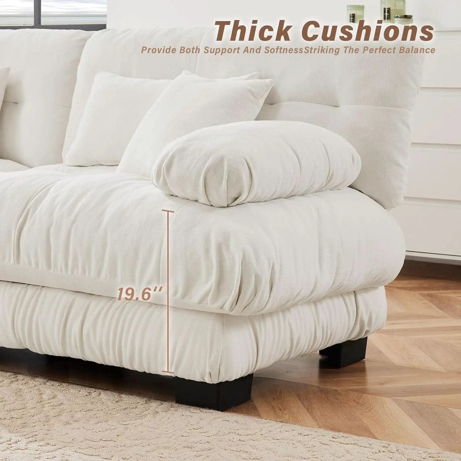 White Velvet Pet Hair Resistant Modular Recliner Sofa from PriceLows™