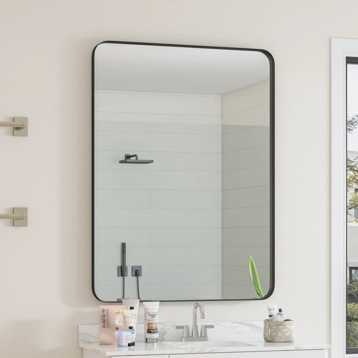 Wall Mirror Rectangular Mirror Metal Framed Mirror Vanity Mirror Dressing Mirror | 2 Pieces | Metal | Bedroom