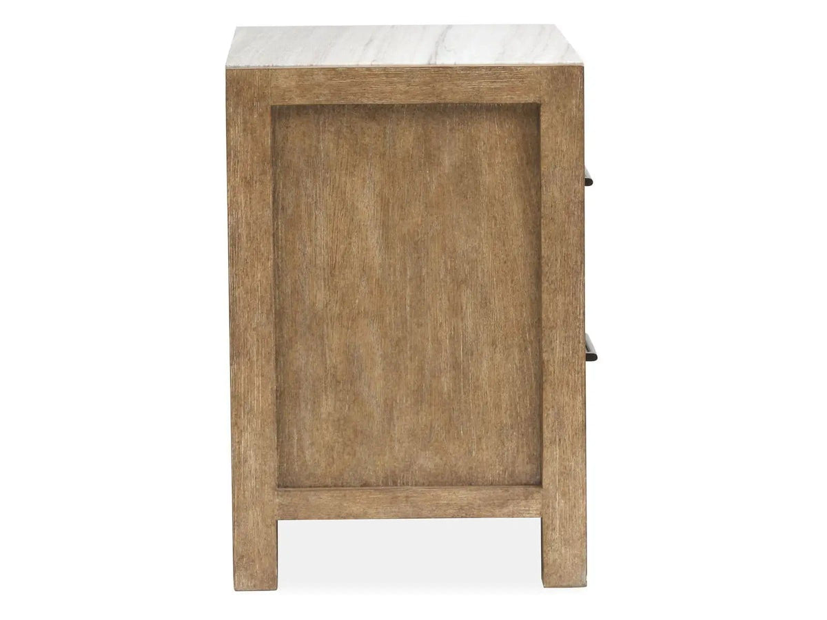 Plum Creek Drawer Nightstand | 2 Pieces | Oak Veneer & Fabric | Bedroom