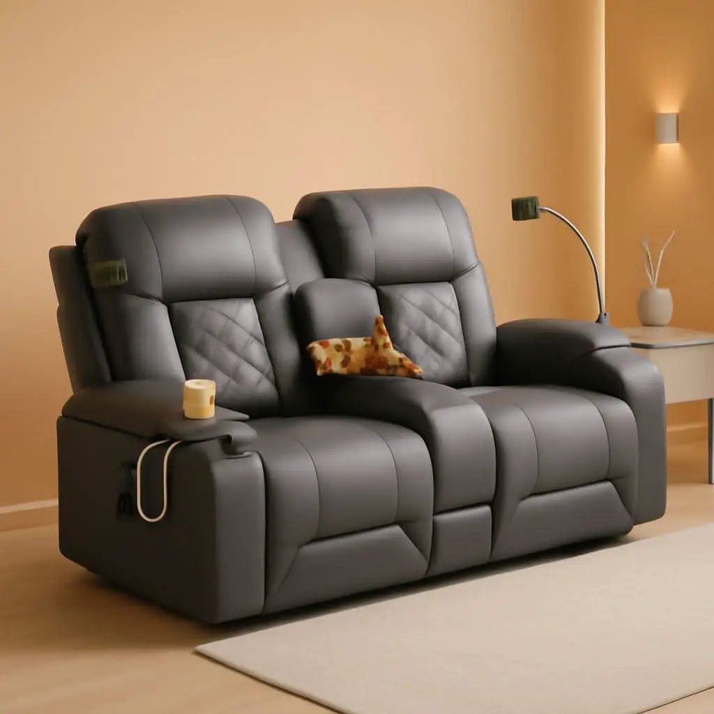 Two Seat Reclining Loveseat With Center Console USB Ports from PriceLows™