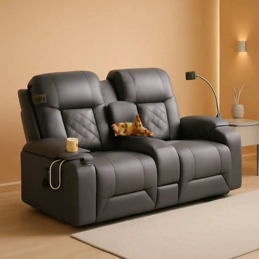 Two Seat Reclining Loveseat With Center Console USB Ports from PriceLows™