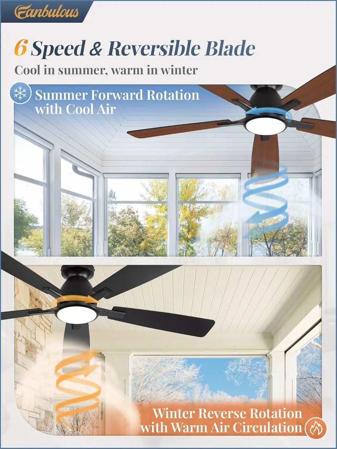 52 Inch Ceiling Fan With Lights Remote App Control from PriceLows™