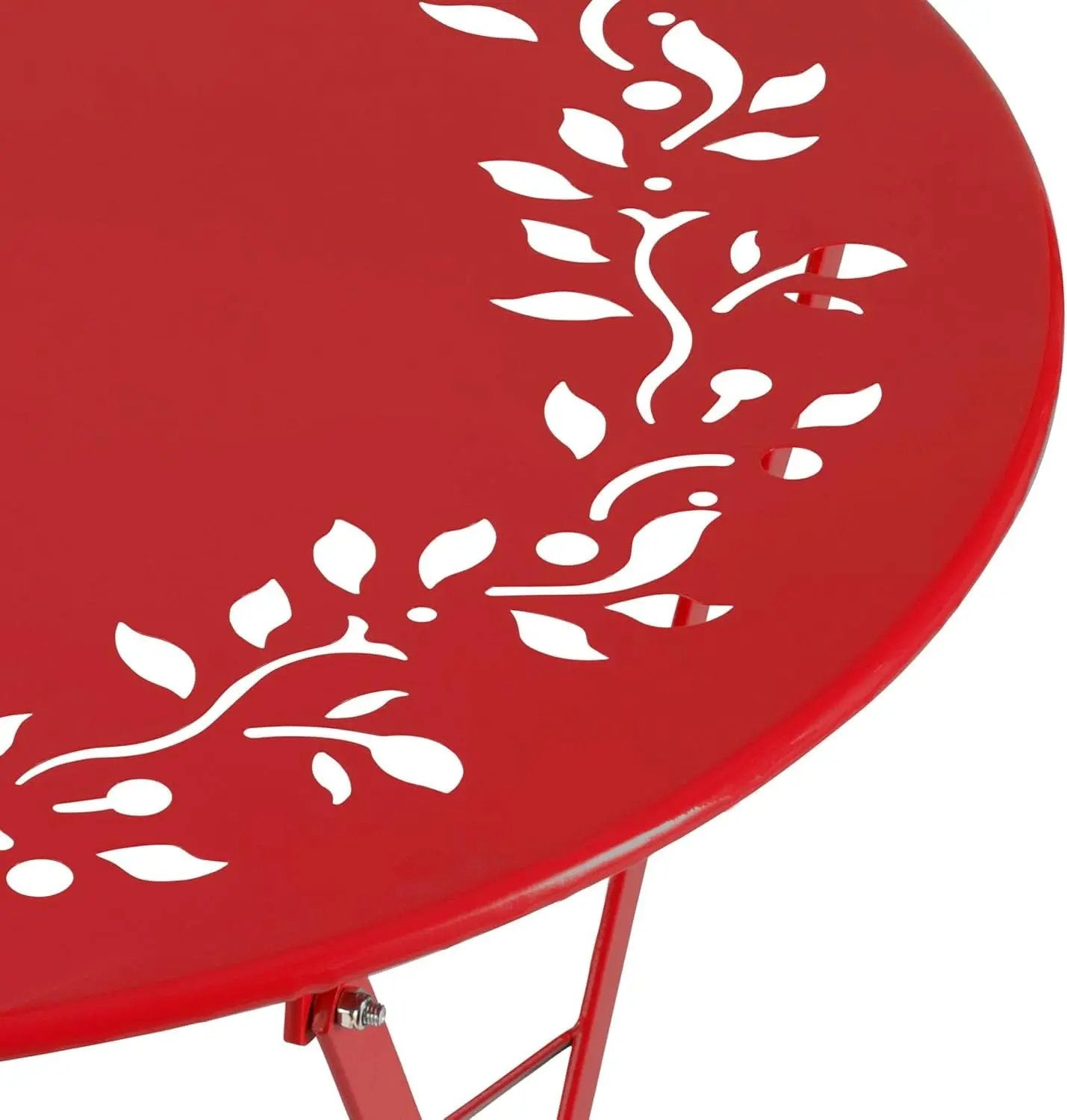 Indoor Outdoor 3 Piece Folding Bistro Set Red Table Chairs from PriceLows™