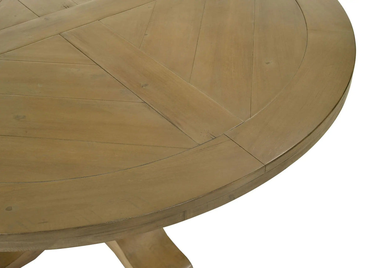 Florence Round 60-inch Wood Dining Table Rustic | 59.75 x 59.75 x 30 in | Veneer & Wood | Honey