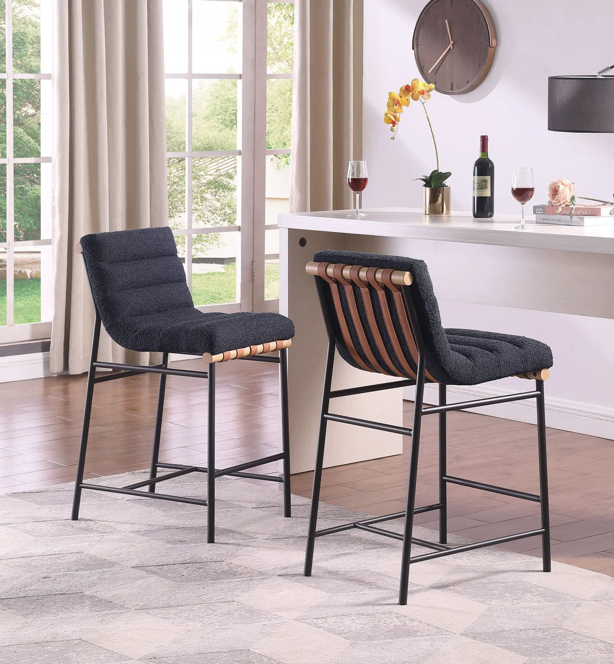 Lahni Boucle Counter Height Chair | 17 Inch Seat Width | Fabric Upholstery | Modern Design