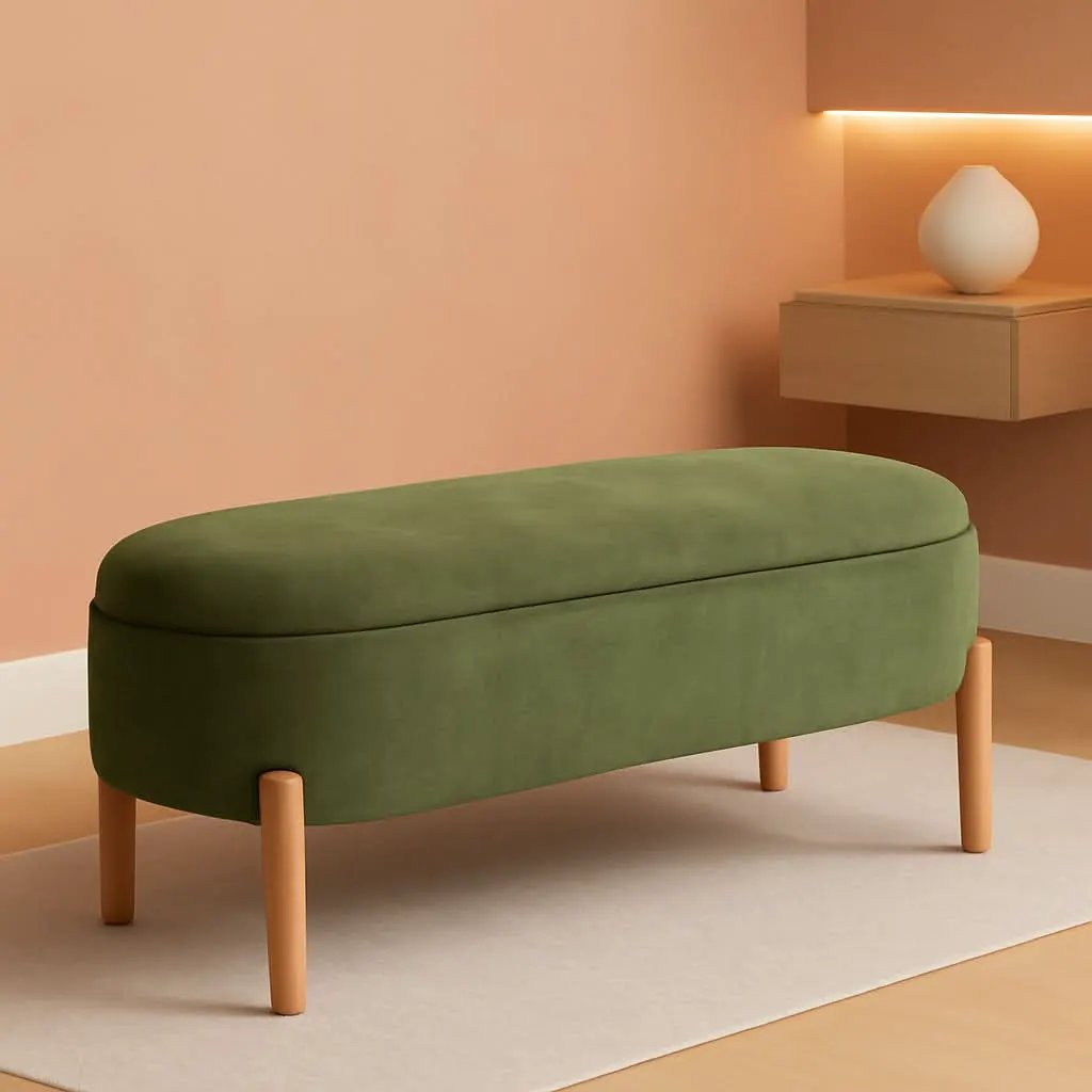 Green Oversized Storage Solution Bench Ottoman Bedroom from PriceLows™