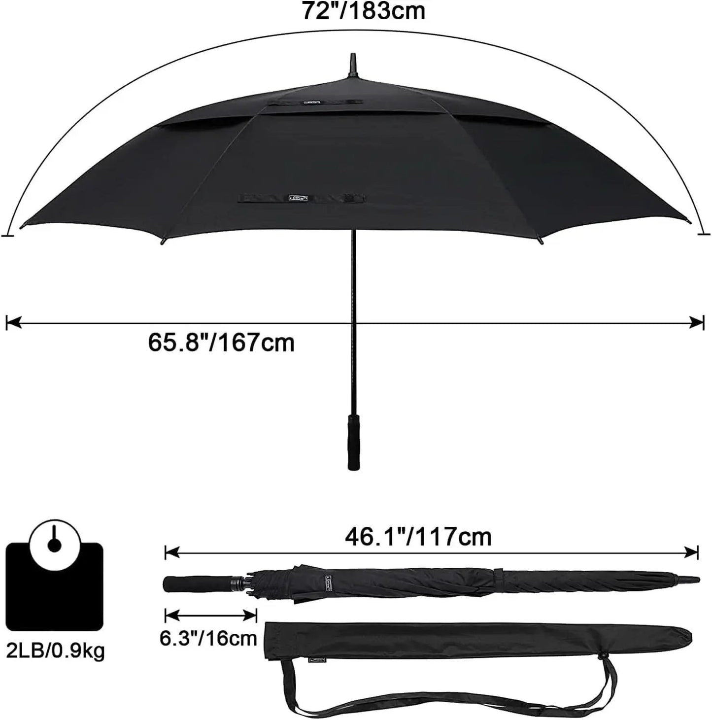 72 Inch Windproof Golf Umbrella Auto Open Double Canopy from PriceLows™