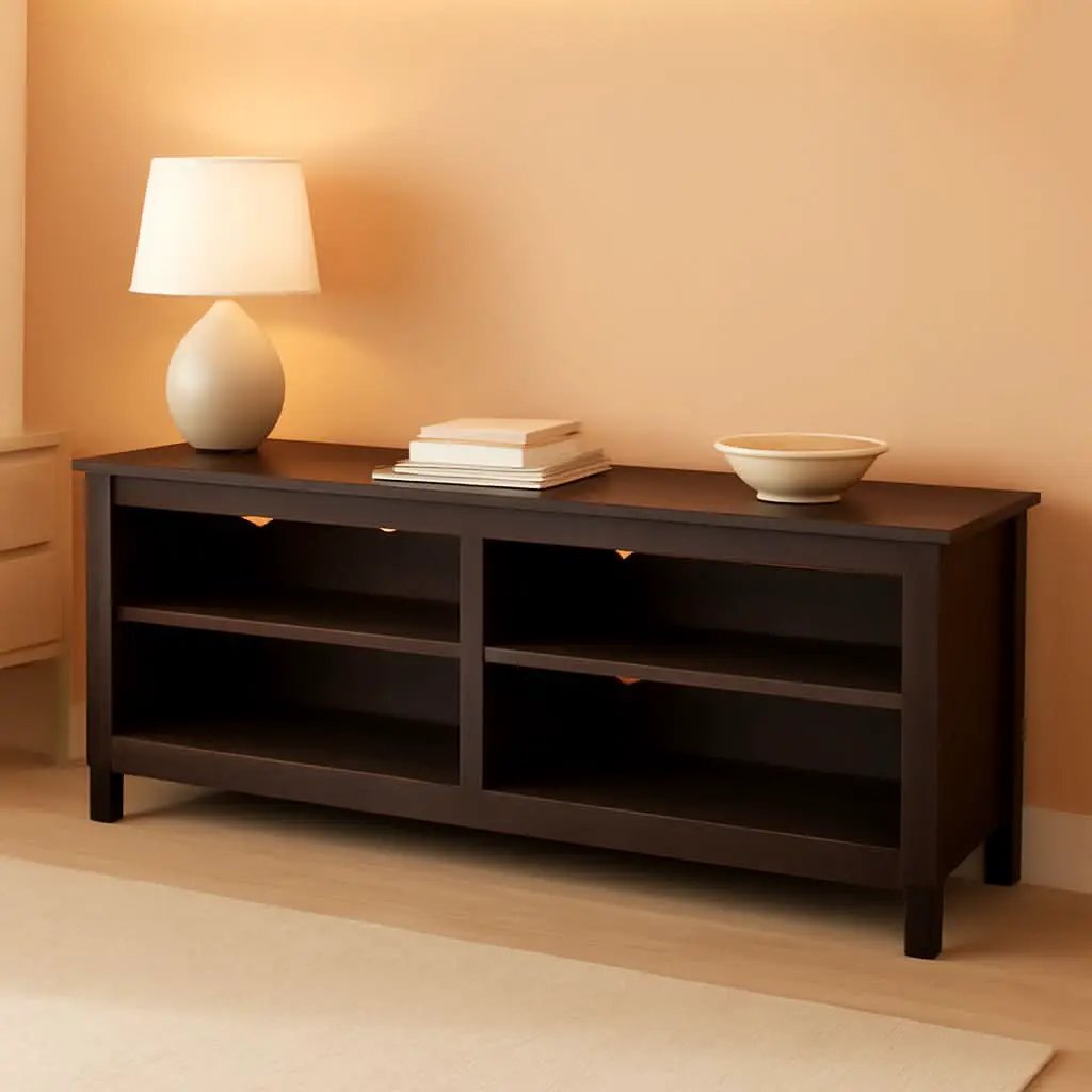 70 Inch TV Stand Espresso Finish With Adjustable Shelves from PriceLows™