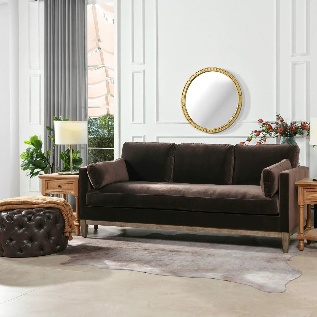 Knox Modern Farmhouse Sofa | Feather-Down Wrapped Cushions | Reversible Cushions | 84 Inch Length