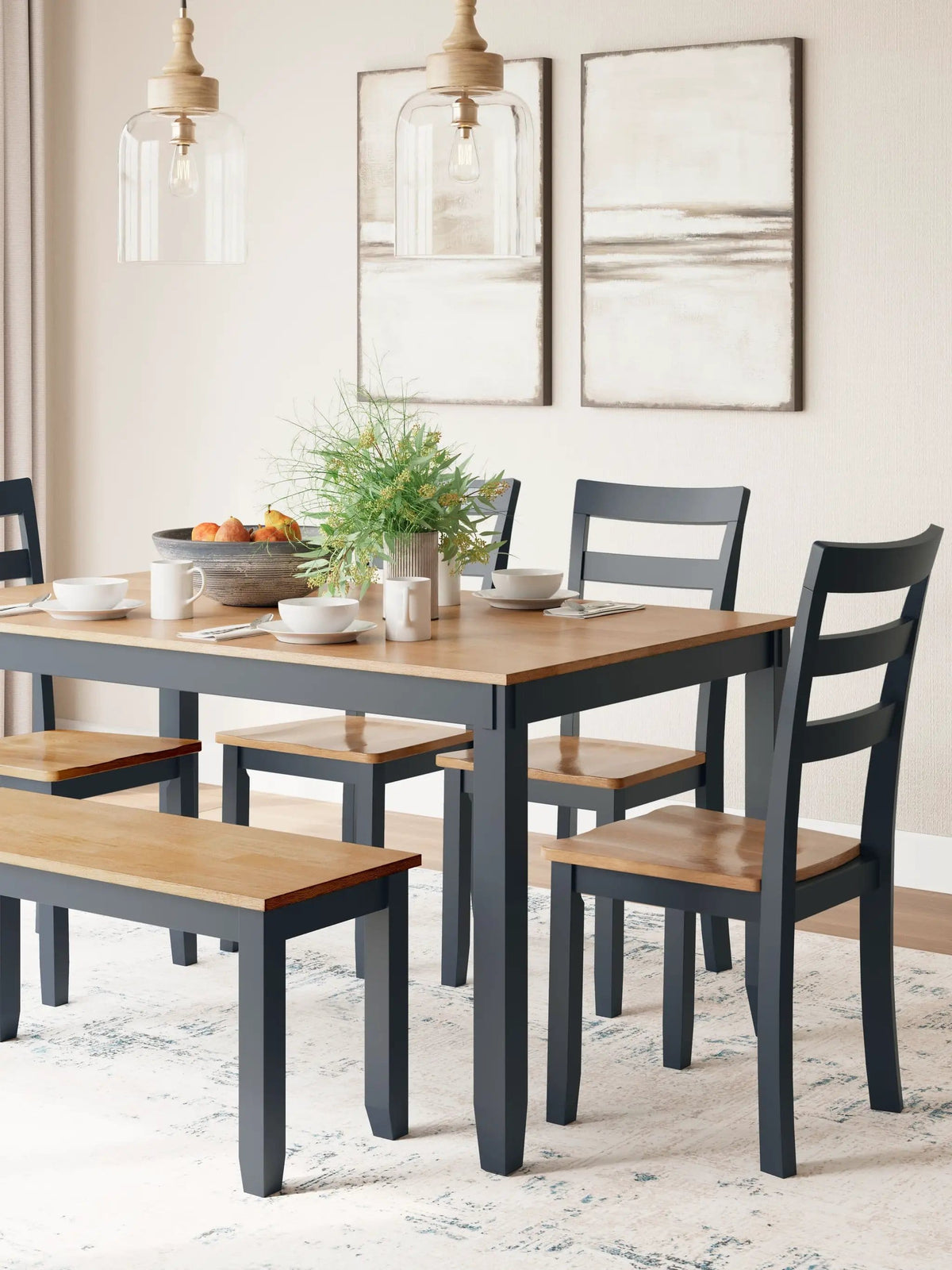 Gesthaven Dining Room Table Set | 3 Pieces | Wood | Dining Room